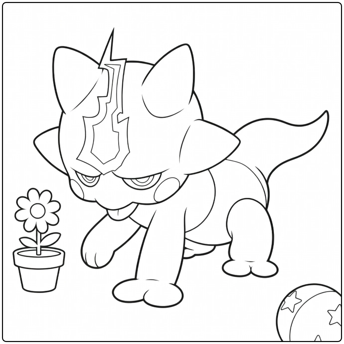 Fun Toxel Flower Pot and Toy Ball coloring page