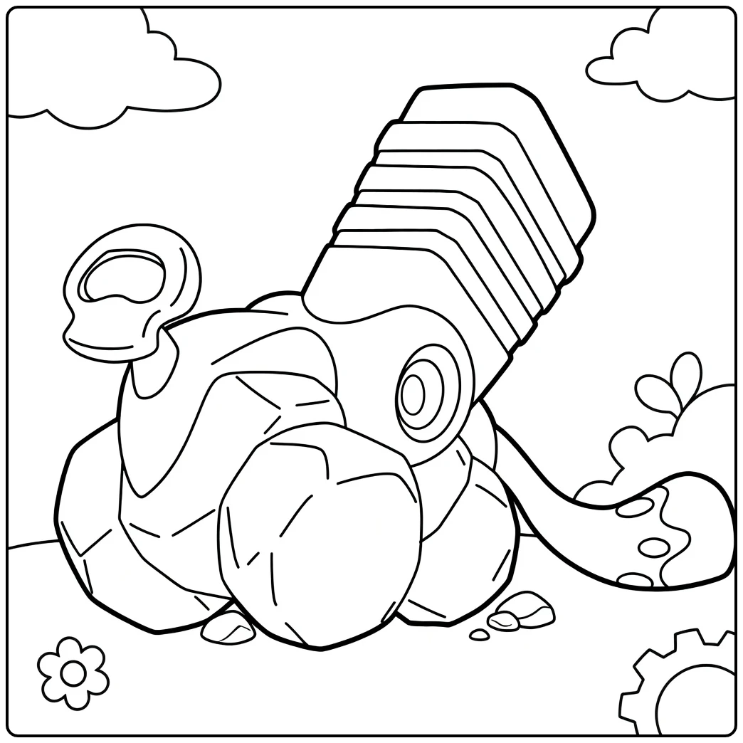Fun Varoom in Rocky Landscape with Gear coloring page