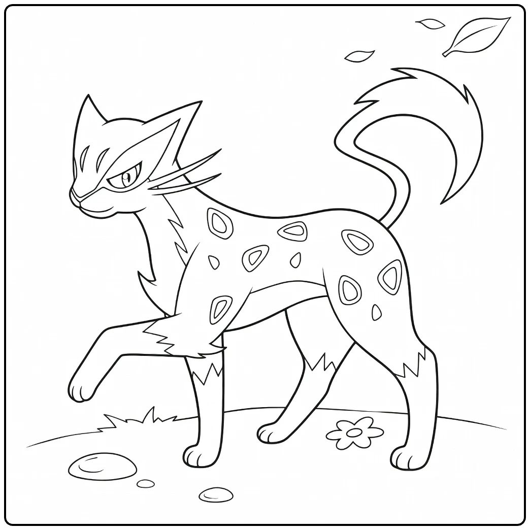 Liepard Grass Flowers and Dew coloring page