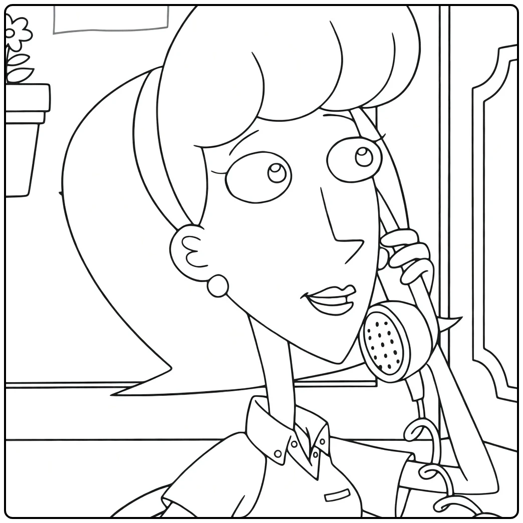 linda Flynn Fletcher Kleurpaat Dame with Telefoon coloring page