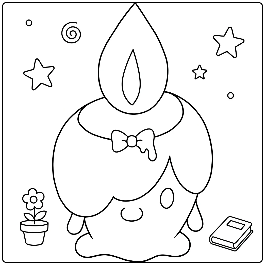 Litwick Pokemon with Little Stars and Small Pot coloring page