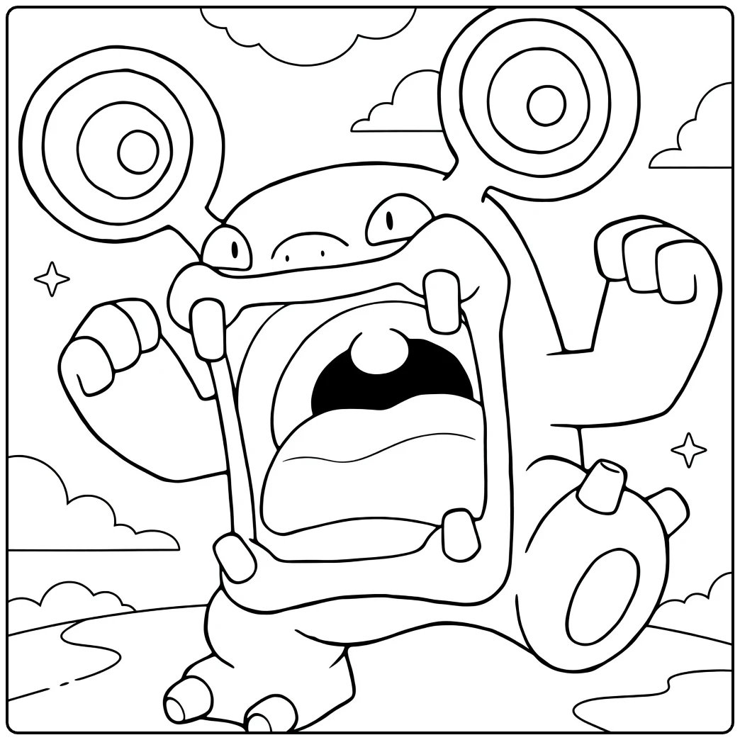 loudred coloring page brullende Pokemon in action