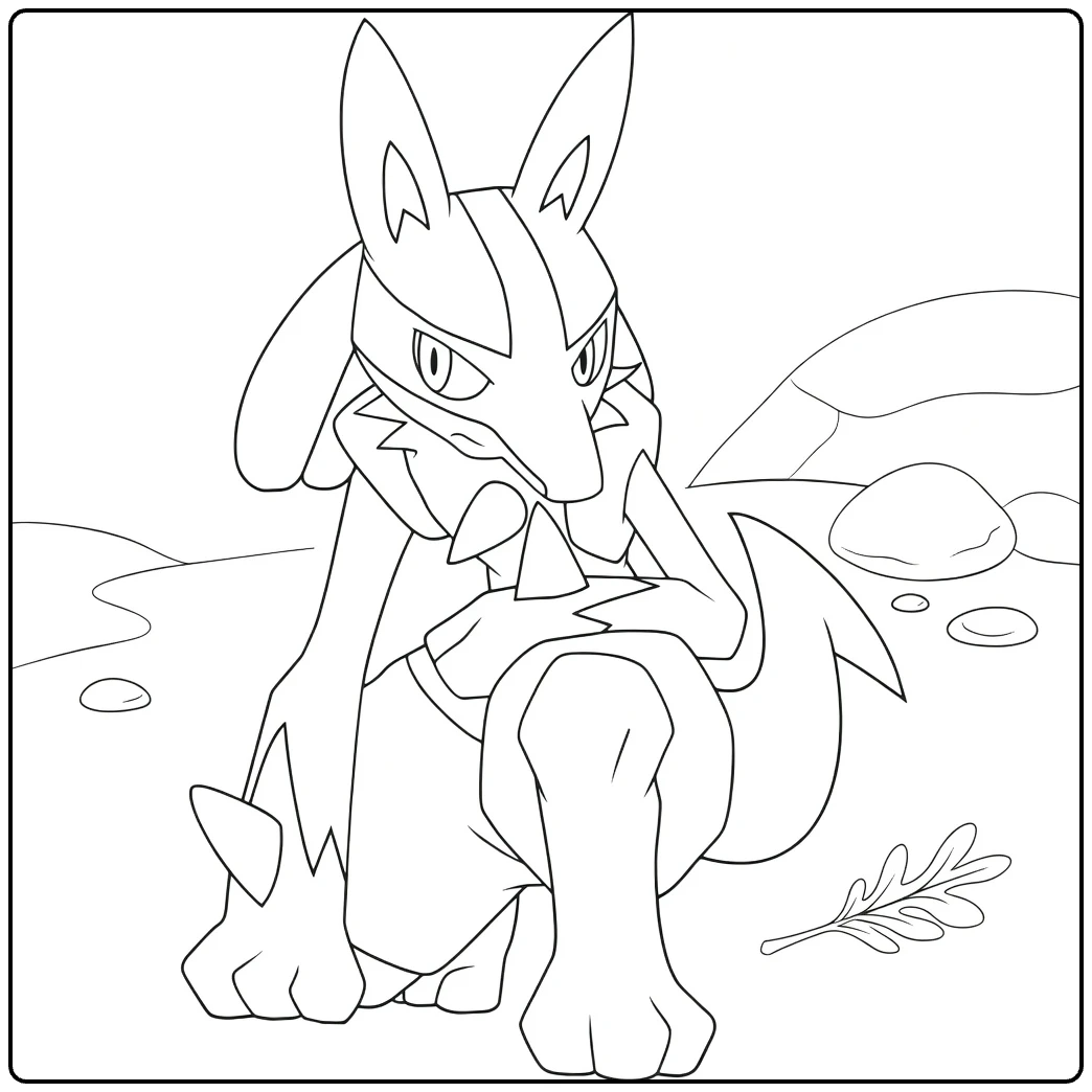 Lucario Pokemon Line Drawing Download coloring page