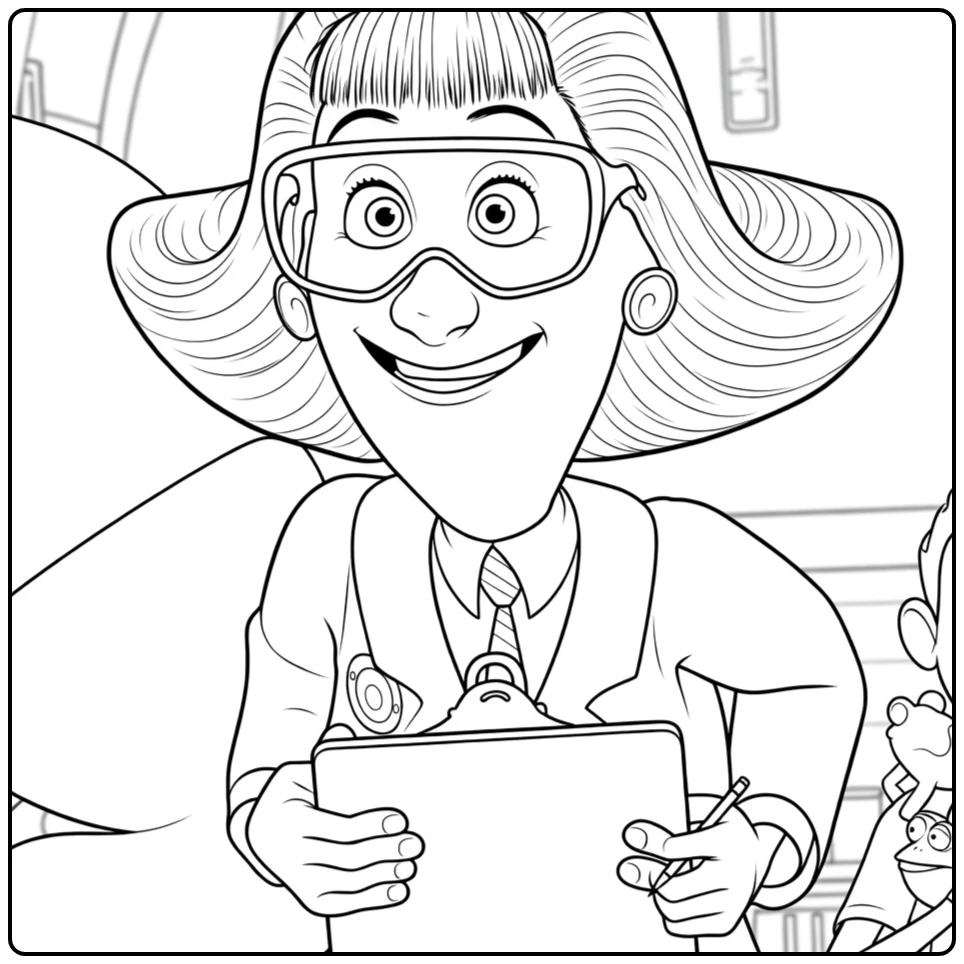 lucille Krunklehorn Smiling Wetenschapper coloring page