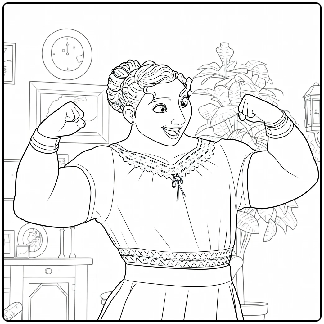 Luisa Madrigal Flexing Muscles Pose coloring page