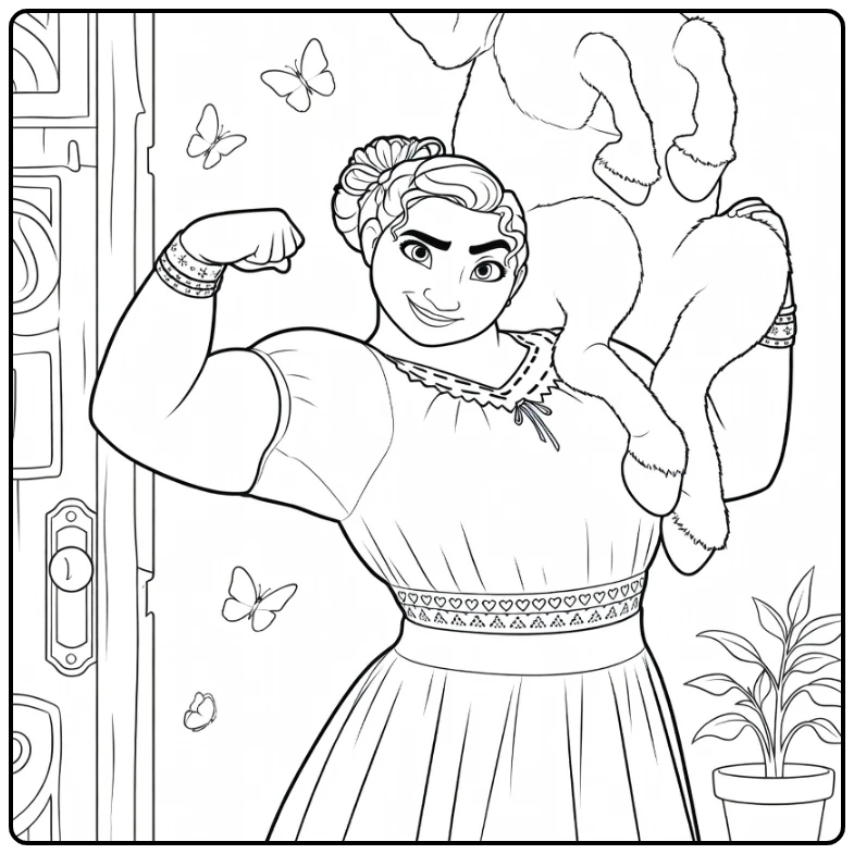 Luisa Madrigal Muscular Woman with Rodent coloring page