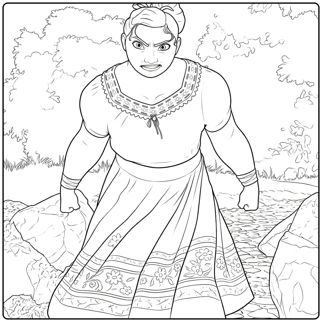 Luisa Madrigal in Aggressive Crouching Pose coloring page