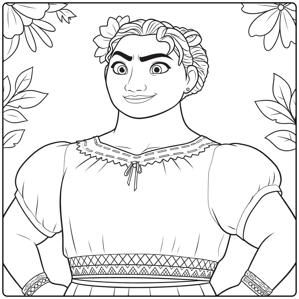 Luisa Madrigal Lace Blouse and Tied-up Her coloring page