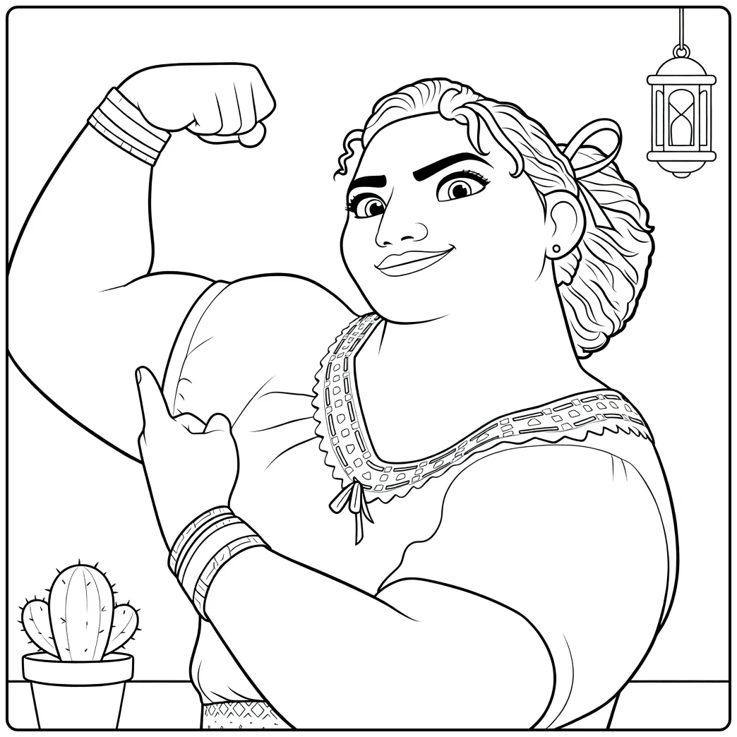 Luisa Madrigal Strong Arms Ponytail Blouse coloring page