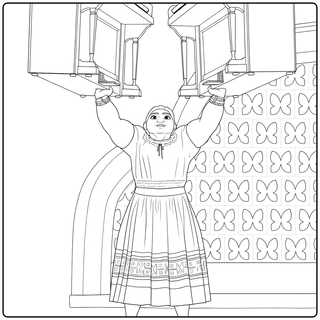 Luisa Madrigal Strong Woman Tilt Chairs coloring page