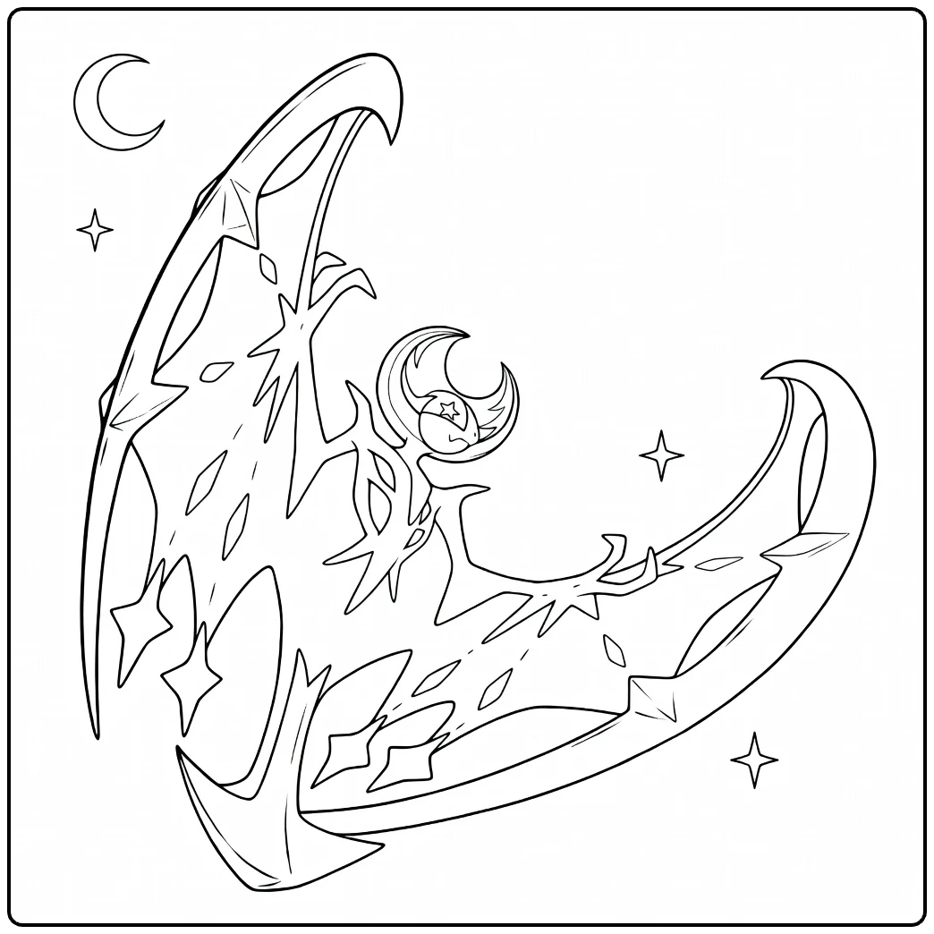 Lunala for Fans Flying Bat with Moons coloring page