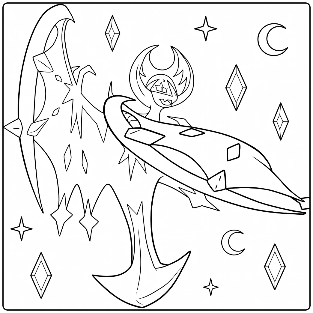 lunala coloring page for kids vleugels and manen