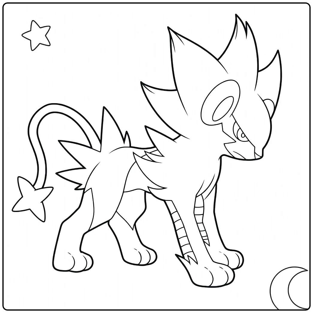 Luxray Night Scene with Starry Sky coloring page
