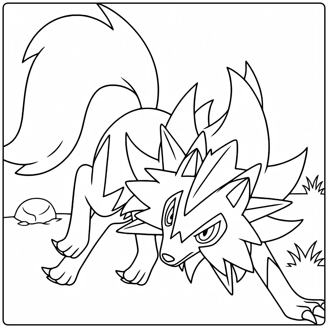 Lycanroc Dusk Fierce Stare and Claws coloring page