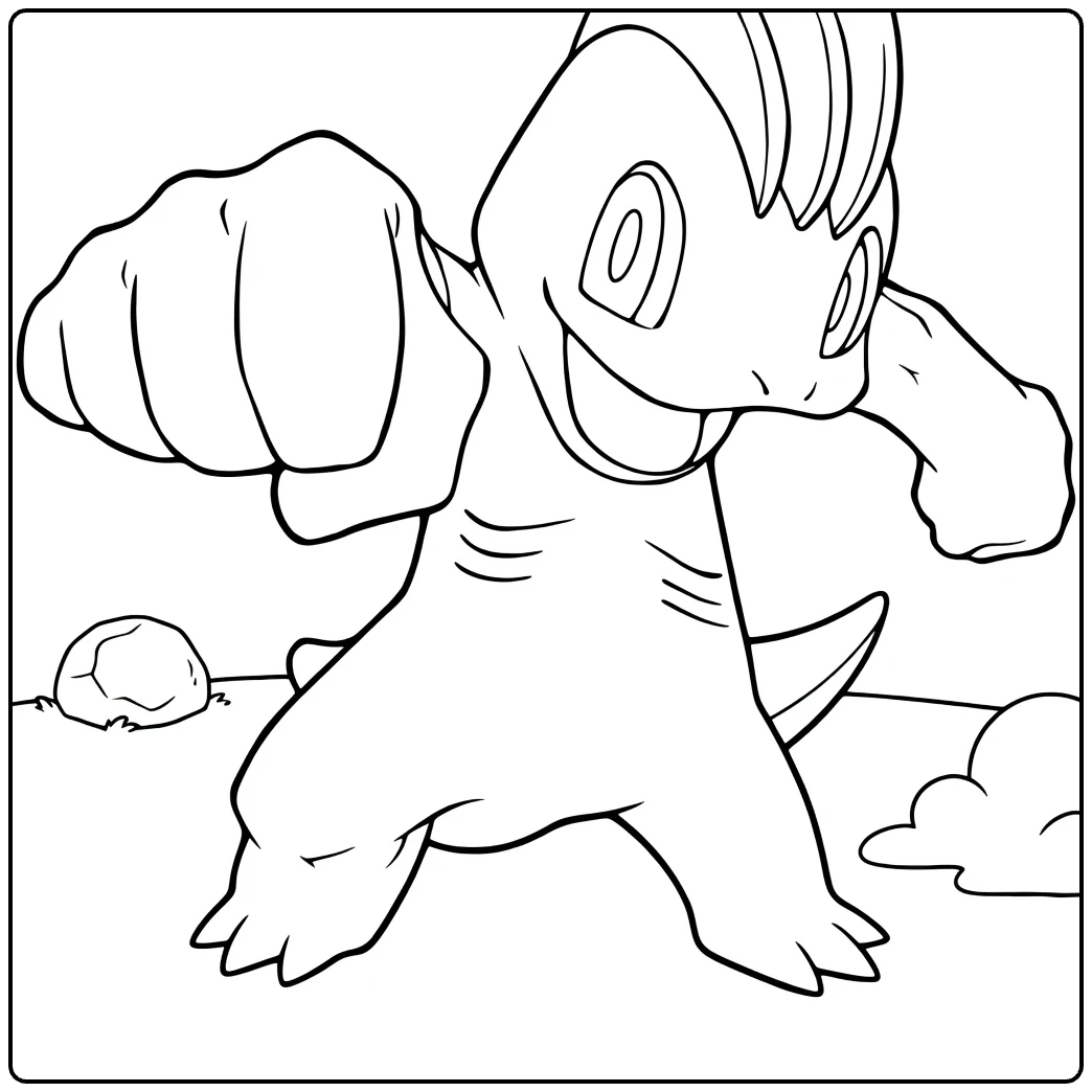 Machop in Tough Boxing Stance coloring page