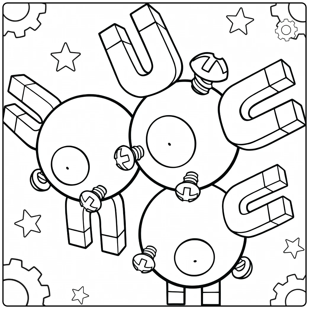 Magneton Magnetic Orbs and Stars coloring page