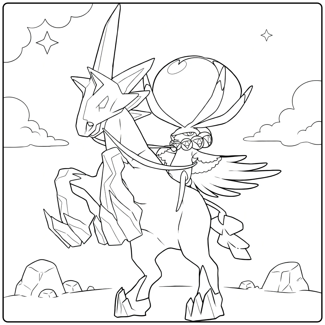majestic ice rider calyrex coloring page