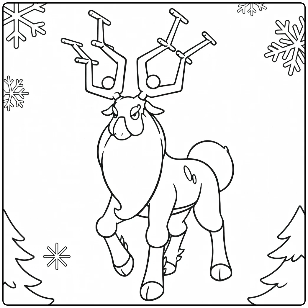 majestic wyrdeer coloring page in winters bos
