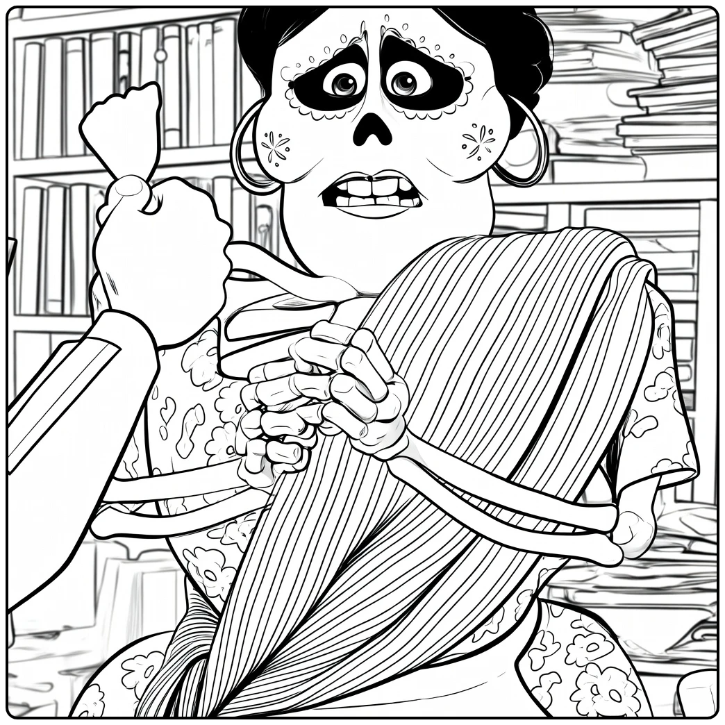 mam imelda coloring page in the bibliotheek