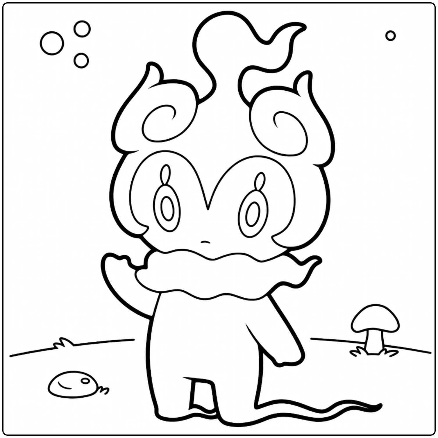 Marshadow Cute Waving Pokemon Figure coloring page