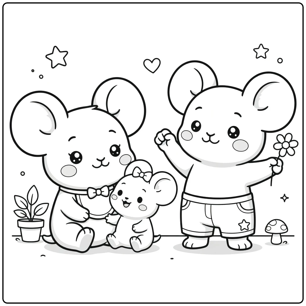 maushold family of four coloring page Pokemon muizen