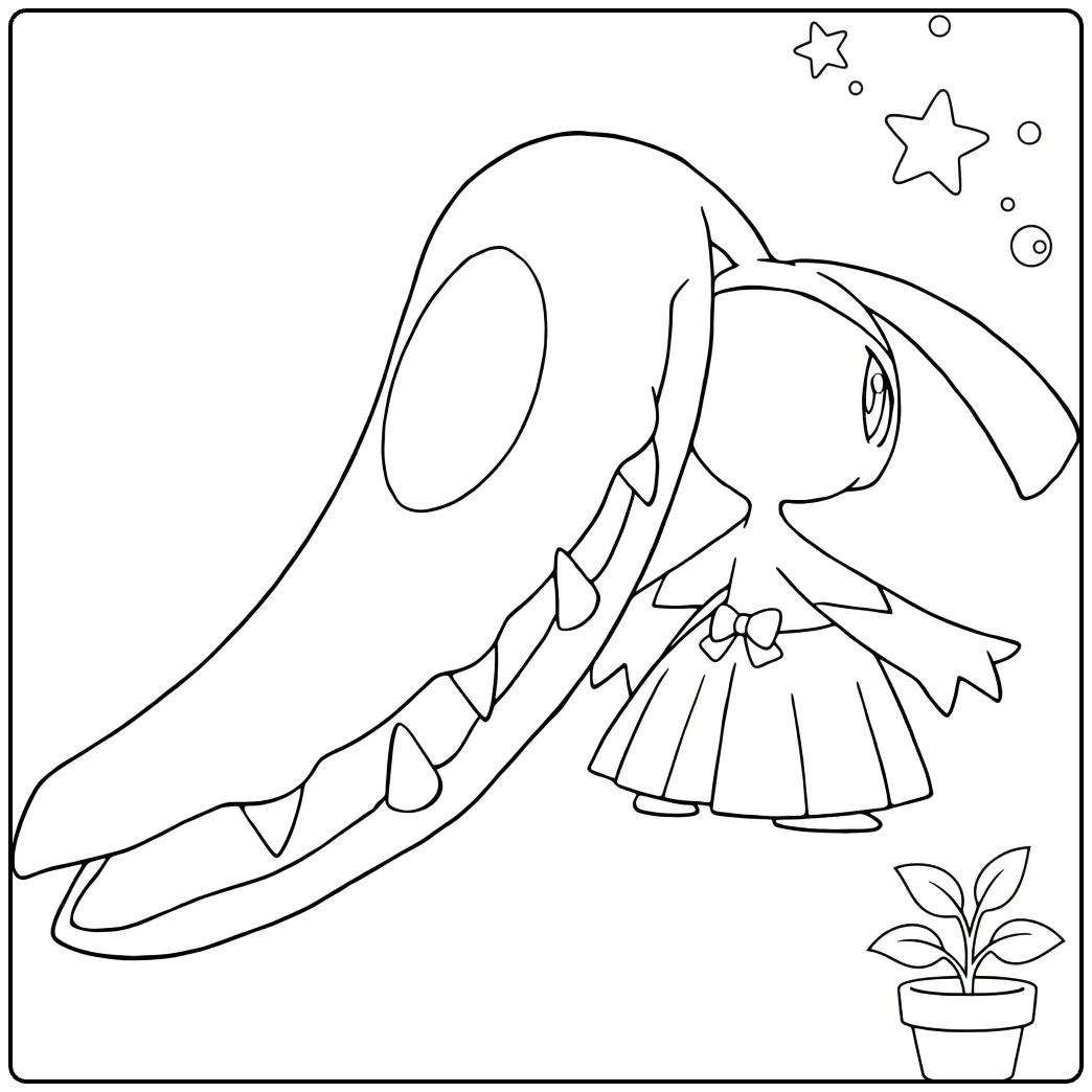 Mawile Dress Bubbles and Plantje coloring page
