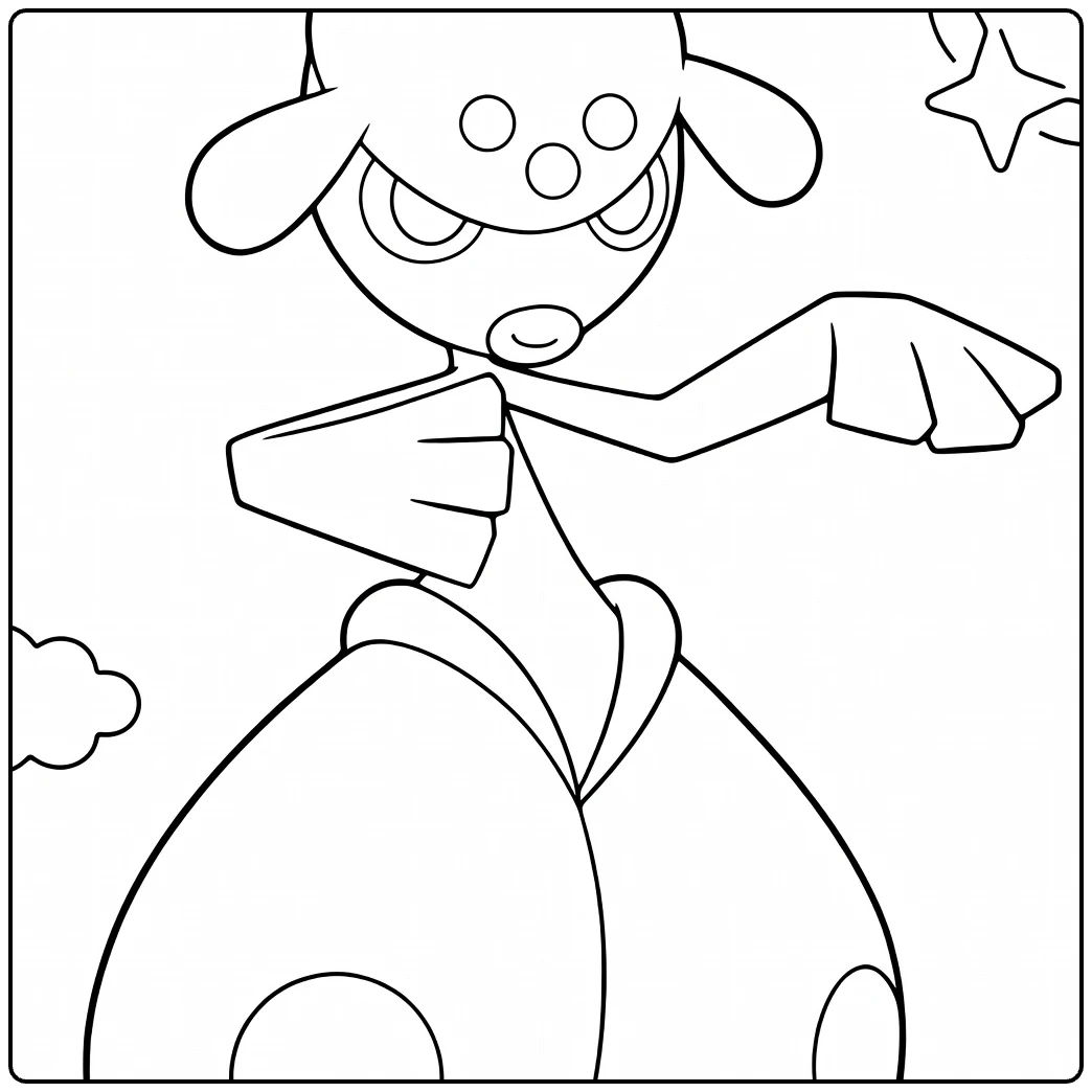 medicham coloring page with clouds and stars background