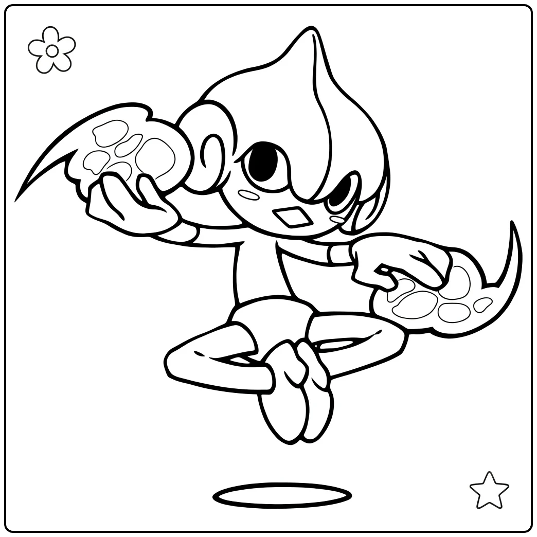 Meditite in Fun Floating Pose with Star coloring page