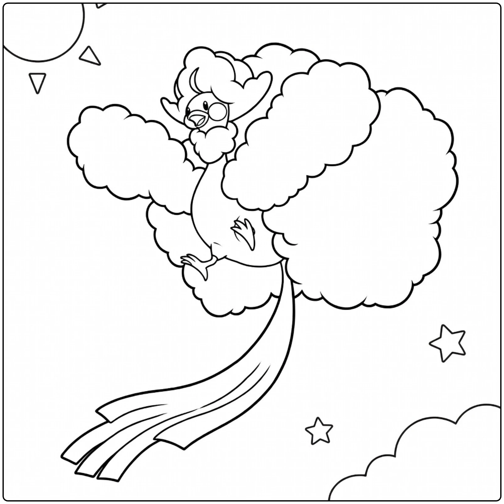mega altaria coloring page in zonnige wolkenhemel
