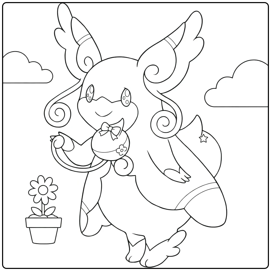 mega audino coloring page schattig gevleugeld Pokemon