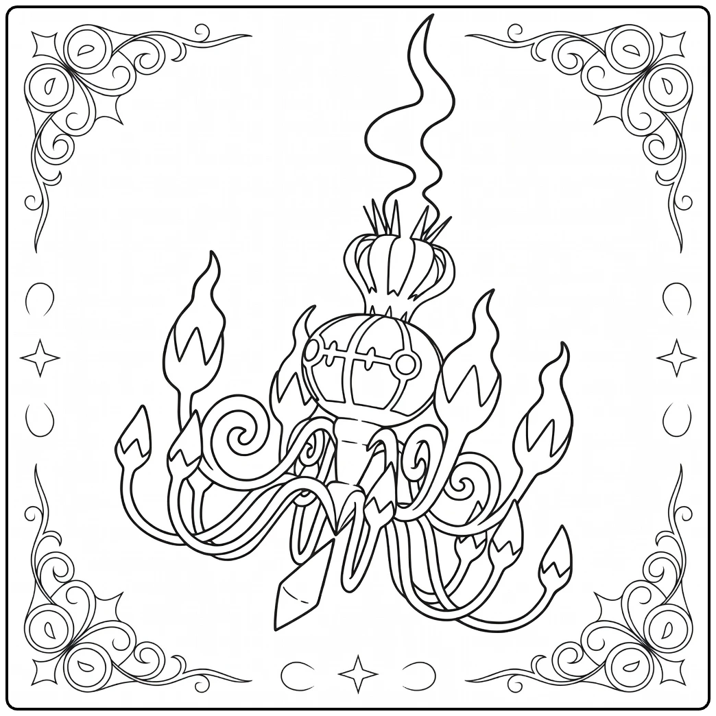 Mega Chandelure coloring page