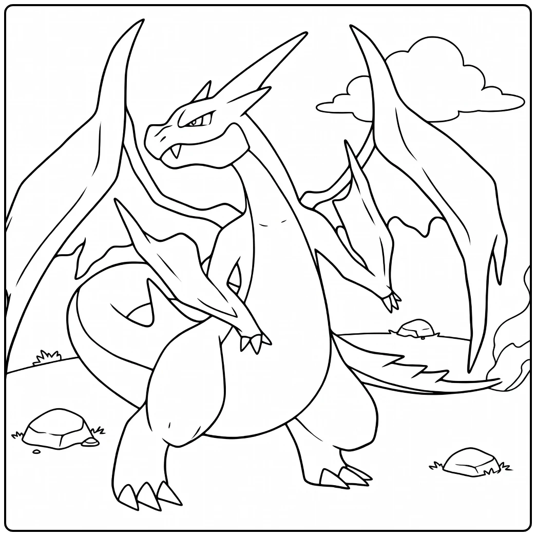 Mega Charizard Y for Fans coloring page