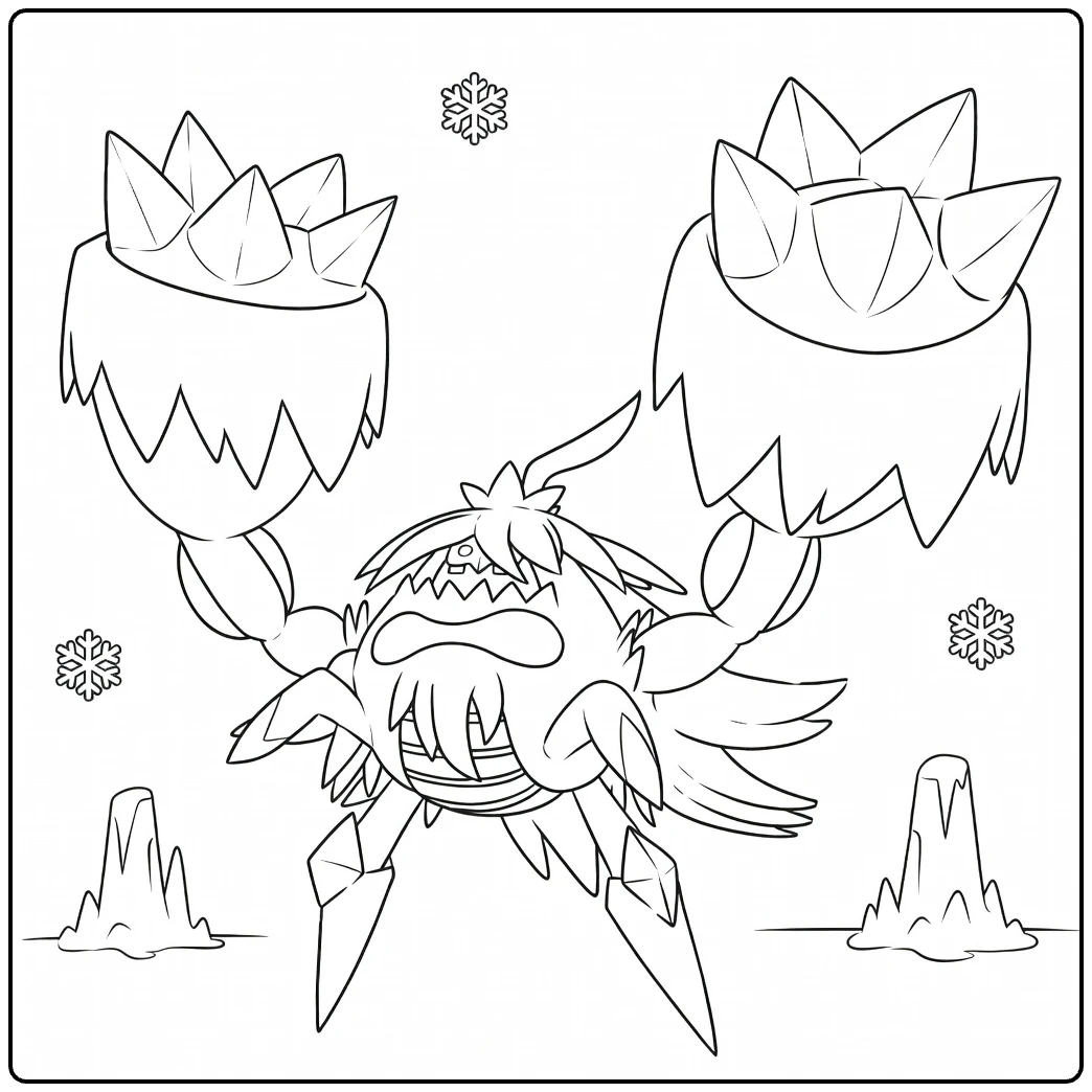 Mega Crabominable on Snow-covered Ice coloring page