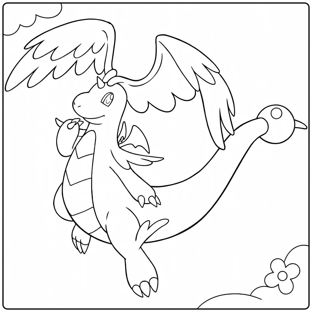 mega dragonite coloring page for kids