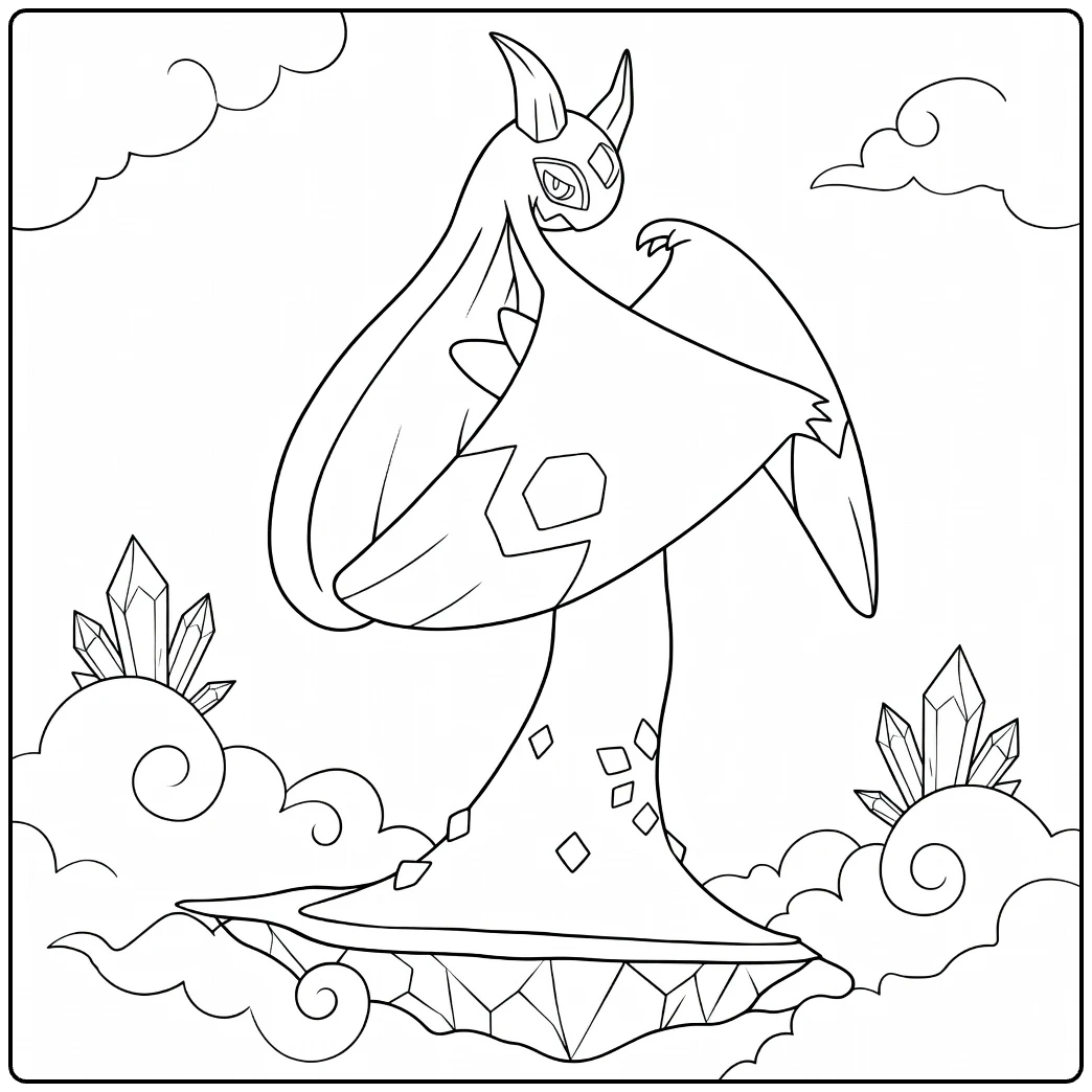 Mega Froslass on Icy Sokkel with Clouds coloring page