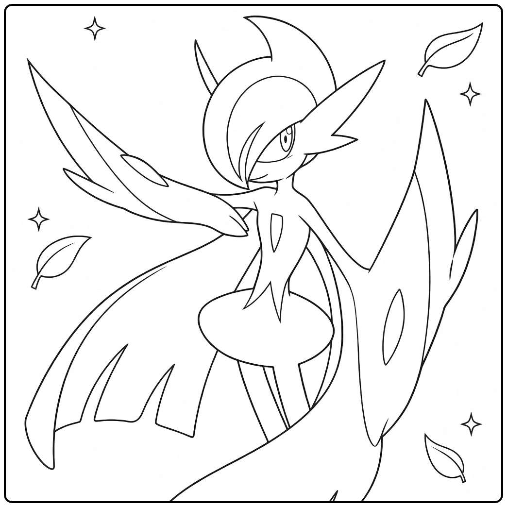 mega gallade coloring page in action with vleugels and maan