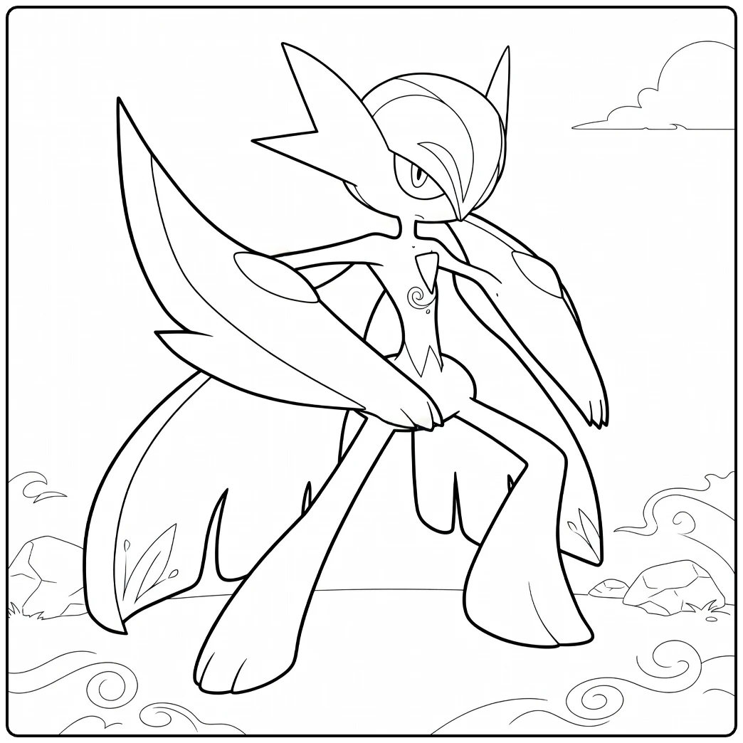 Mega Gallade Blades and Motion coloring page