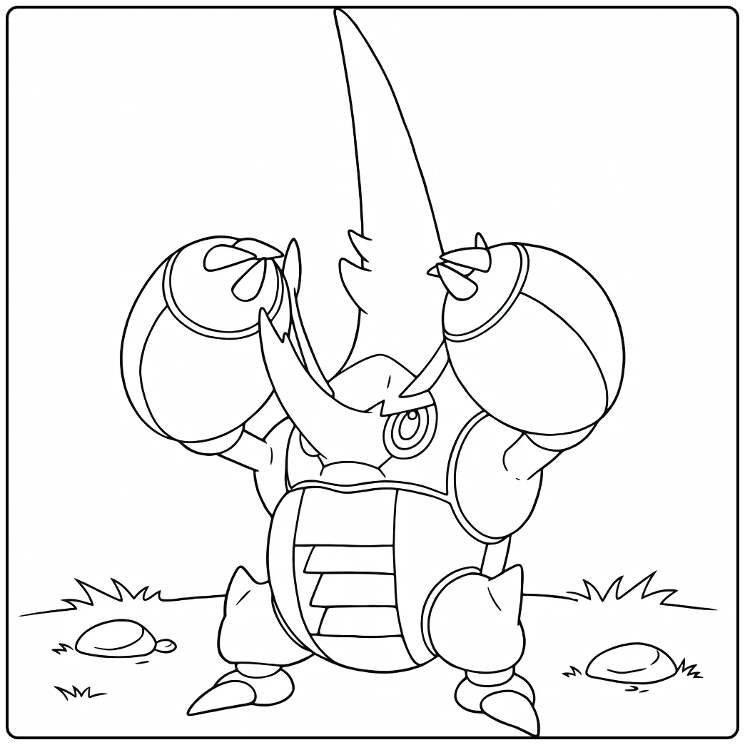 Mega Heracross for Kids Powerful Pose coloring page