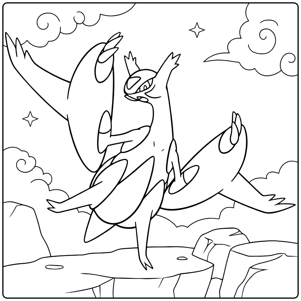 mega latios coloring page in dynamische vluchtpose