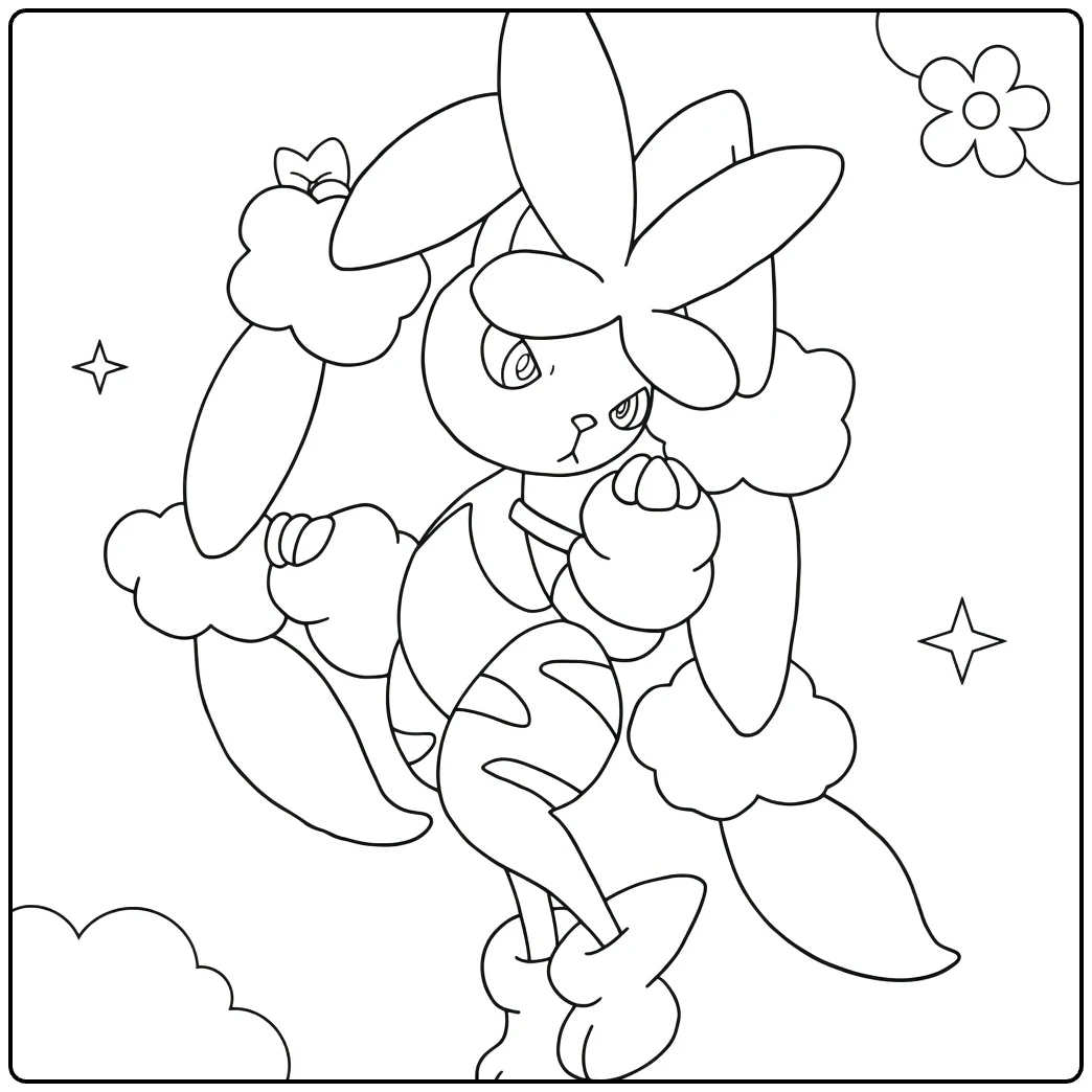 Mega Lopunny Pokemon Vechtend coloring page