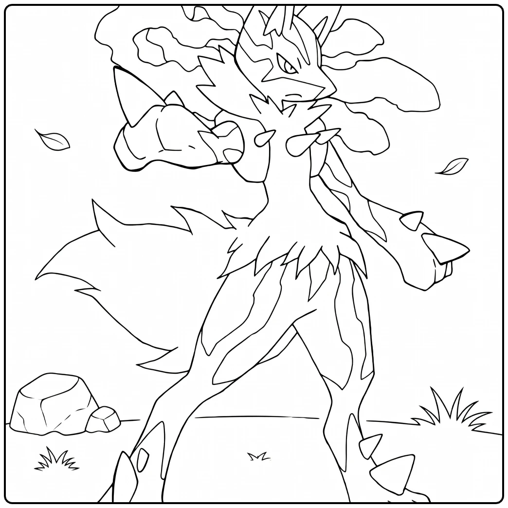 Mega Lucario in Battle Pose coloring page