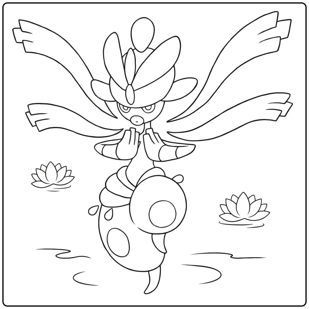 Mega Medicham Zen Pose with Water coloring page
