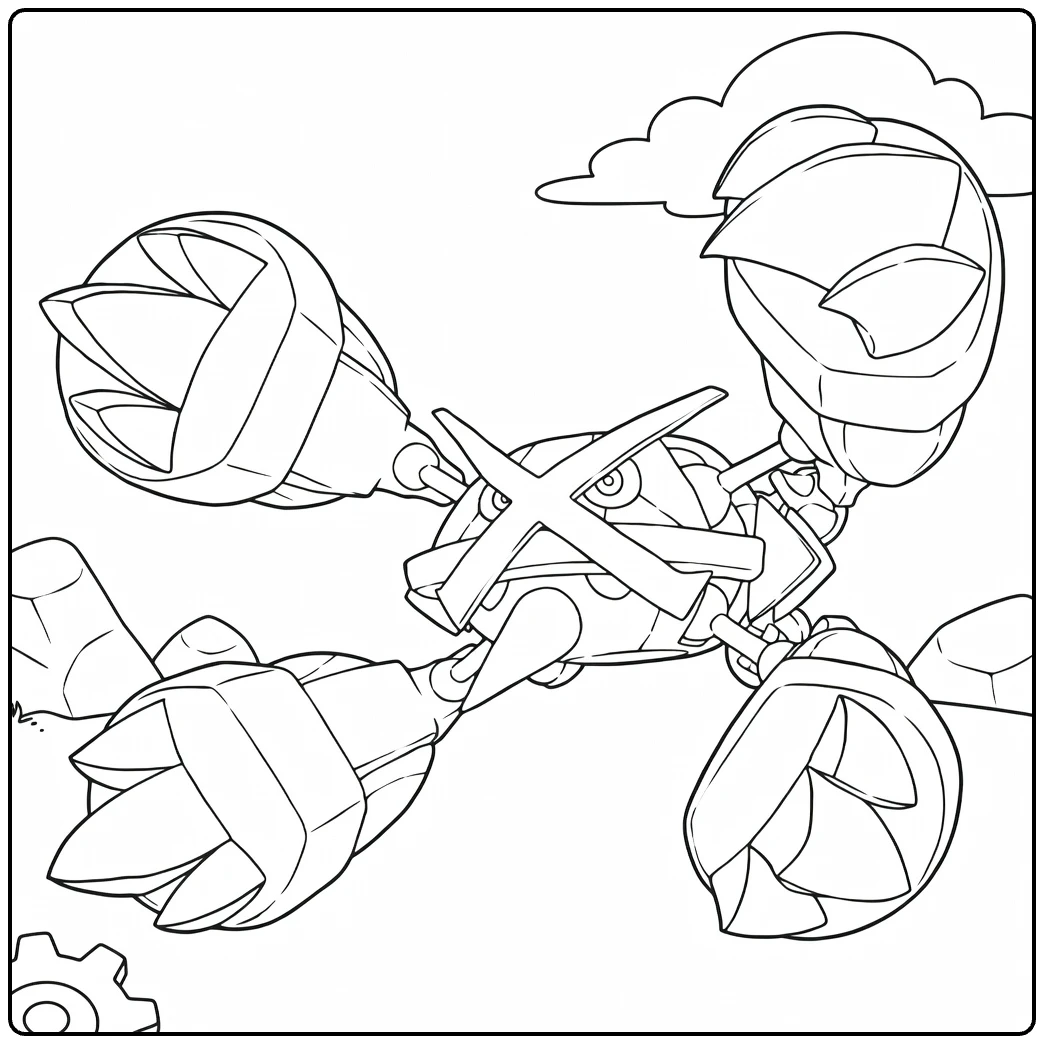 Mega Metagross in Dynamic Pose coloring page