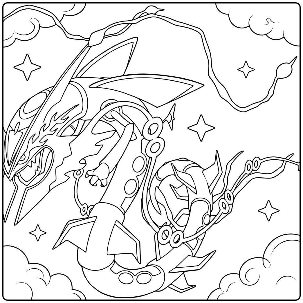 Mega Rayquaza Epic Pokemon Dragon coloring page