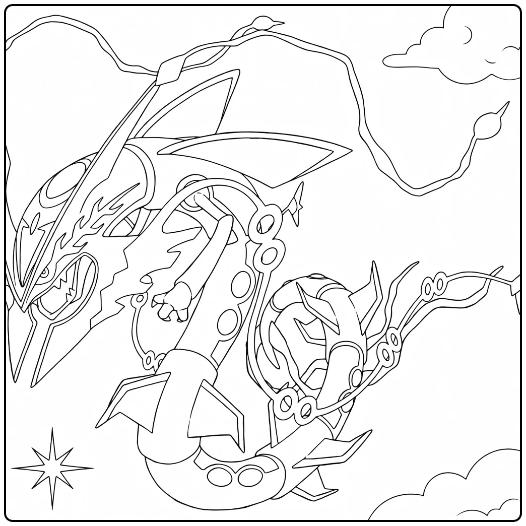mega rayquaza coloring page in epische mega evolutie