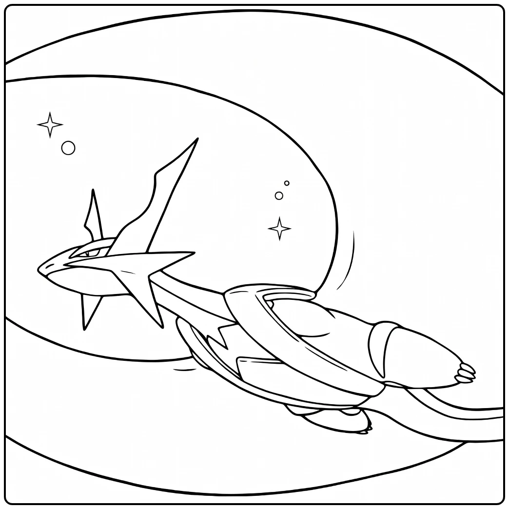 Mega Salamence in Dynamic Flight coloring page