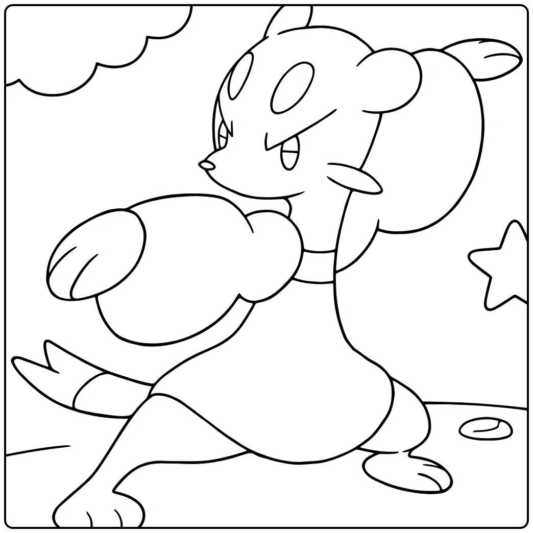 Mienfoo in Dynamic Battle Pose coloring page