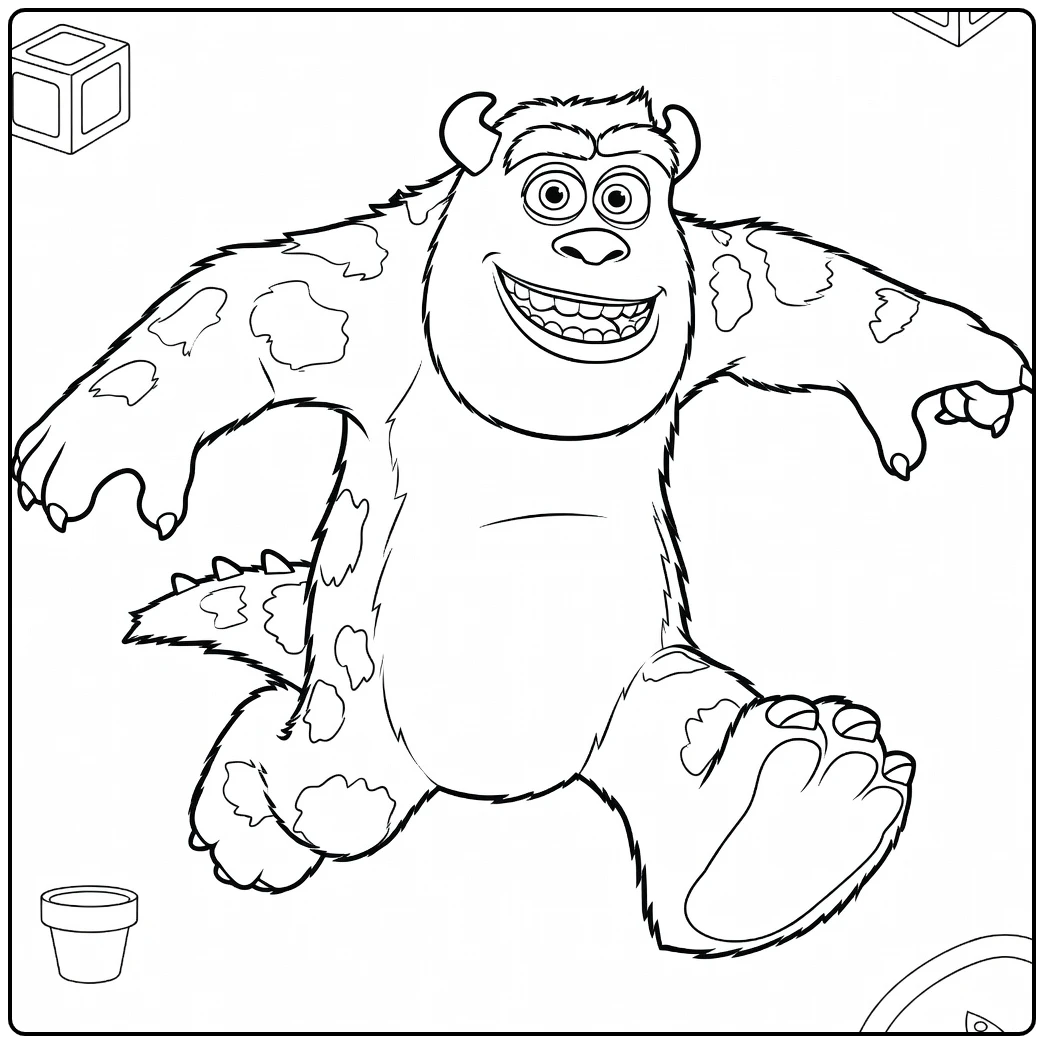 mike wazowski monsters and co coloring page cheerful
