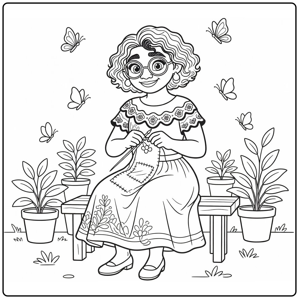 Mirabel Madrigal in Sunny Courtyard coloring page