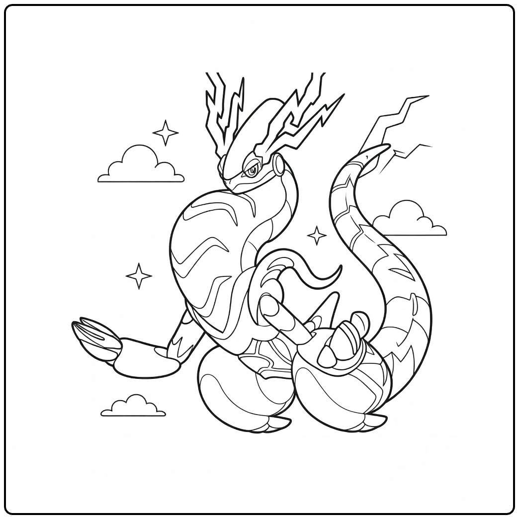 miraidon coloring page Pokemon dragon in action